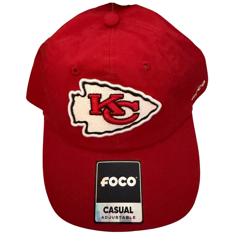 FOCO Kansas City Chiefs Hat Mens OSFA Red New NFL Primary Logo Casual Cap